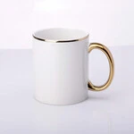 ЧАШКА ДЛЯ СУБЛІМАЦІЇ БІЛА ІЗ ЗОЛОТИМ ОБОДКОМ І РУЧКОЮ