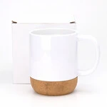 ЧАШКА ДЛЯ СУБЛІМАЦІЇ БІЛА 400мл НА ПРОБКОВІЙ ОСНОВІ