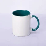ЧАШКА СУБЛІМАЦІЙНА КОЛЬОРОВА ВСЕРЕДИНІ І РУЧКА (ЗЕЛЕНА)