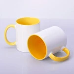 ЧАШКА СУБЛІМАЦІЙНА КОЛЬОРОВА ВСЕРЕДИНІ І РУЧКА (ЖОВТА)