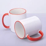 ЧАШКА СУБЛІМАЦІЙНА КОЛЬОРОВИЙ ОБІДОК І РУЧКА (ЧЕРВОНА)