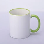 ЧАШКА СУБЛІМАЦІЙНА КОЛЬОРОВИЙ ОБІДОК І РУЧКА (САЛАТОВА)