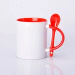 ЧАШКА СУБЛІМАЦІЙНА КОЛЬОРОВА ВСЕРЕДИНІ З ЛОЖКОЮ ЧЕРВОНА