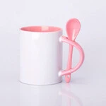 ЧАШКА СУБЛІМАЦІЙНА КОЛЬОРОВА ВСЕРЕДИНІ З ЛОЖКОЮ РОЖЕВА