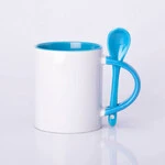 ЧАШКА СУБЛІМАЦІЙНА КОЛЬОРОВА ВСЕРЕДИНІ З ЛОЖКОЮ БЛАКИТНА