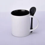 ЧАШКА СУБЛІМАЦІЙНА КОЛЬОРОВА ВСЕРЕДИНІ З ЛОЖКОЮ ЧОРНА