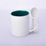 ЧАШКА СУБЛІМАЦІЙНА КОЛЬОРОВА ВСЕРЕДИНІ З ЛОЖКОЮ ЗЕЛЕНА