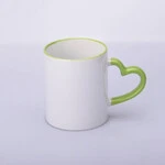 ЧАШКА СУБЛІМАЦІЙНА КОЛЬОРОВИЙ ОБІДОК І РУЧКА LOVE САЛАТОВИЙ