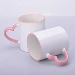 ЧАШКА СУБЛІМАЦІЙНА КОЛЬОРОВИЙ ОБІДОК І РУЧКА LOVE РОЖЕВИЙ