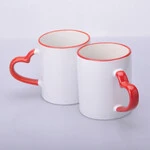 ЧАШКА СУБЛІМАЦІЙНА КОЛЬОРОВИЙ ОБІДОК І РУЧКА LOVE ЧЕРВОНИЙ