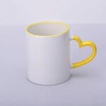 ЧАШКА СУБЛІМАЦІЙНА КОЛЬОРОВИЙ ОБІДОК І РУЧКА LOVE ЖОВТИЙ