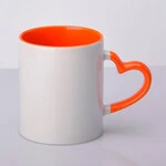 ЧАШКА СУБЛІМАЦІЙНА КОЛЬОРОВА ВСЕРЕДИНІ І РУЧКА LOVE ПОМАРАНЧЕВА