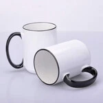 ЧАШКА КОЛЬОРОВА BIG 425 ml, (BLACK) З КОЛЬОРОВИМ ОБІДКОМ І РУЧКОЮ