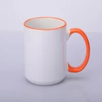 ЧАШКА КОЛЬОРОВА BIG 425 ml, (ROZHEVA) З КОЛЬОРОВИМ ОБІДКОМ І РУЧКОЮ