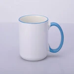 ЧАШКА КОЛЬОРОВА BIG 425 ml, (BLAKITNA) З КОЛЬОРОВИМ ОБІДКОМ І РУЧКОЮ