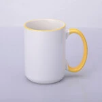 ЧАШКА КОЛЬОРОВА BIG 425 ml, (ZHOVTA) З КОЛЬОРОВИМ ОБІДКОМ І РУЧКОЮ