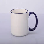 ЧАШКА КОЛЬОРОВА BIG 425 ml, (COBALT ) З КОЛЬОРОВИМ ОБІДКОМ І РУЧКОЮ