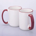 ЧАШКА КОЛЬОРОВА BIG 425 ml, (BORDOVA) З КОЛЬОРОВИМ ОБІДКОМ І РУЧКОЮ