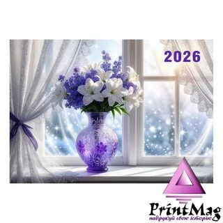 Квартальний календар на 2026 рік "Квіти на вікні" К038