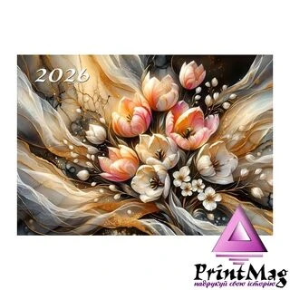 Квартальний календар на 2026 рік "Абстрактні тюльпани" К047
