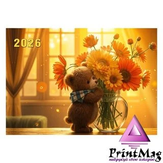Квартальний календар на 2026 рік "Ведмедик з квітами" К052