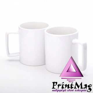 ЧАШКА ДЛЯ СУБЛІМАЦІЇ БІЛА ПРЕМІУМ З ПРЯМОЮ РУЧКОЮ