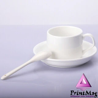 КАВОВА ЧАШКА З БЛЮДЦЕМ І ЛОЖКОЮ ДЛЯ СУБЛІМАЦІЇ БІЛА 130мл