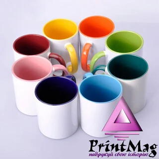 ЧАШКИ СУБЛІМАЦІЙНІ КОЛЬОРОВІ ВСЕРЕДИНІ І РУЧКА АССОРТІ 36шт