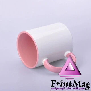 ЧАШКА СУБЛІМАЦІЙНА КОЛЬОРОВА ВСЕРЕДИНІ І РУЧКА (РОЖОВА)