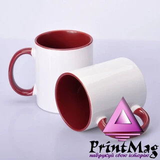 ЧАШКА СУБЛІМАЦІЙНА КОЛЬОРОВА ВСЕРЕДИНІ І РУЧКА (БОРДОВА)