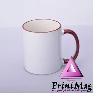 ЧАШКА СУБЛІМАЦІЙНА КОЛЬОРОВИЙ ОБІДОК І РУЧКА (БОРДОВА)