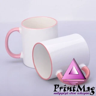 ЧАШКА СУБЛІМАЦІЙНА КОЛЬОРОВИЙ ОБІДОК І РУЧКА (РОЖЕВА)