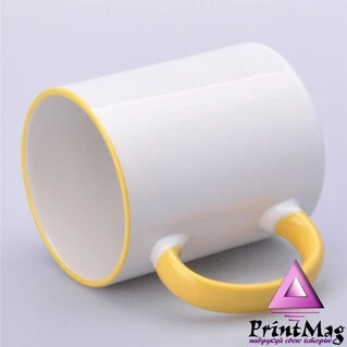 ЧАШКА СУБЛІМАЦІЙНА КОЛЬОРОВИЙ ОБІДОК І РУЧКА (ЖОВТА)