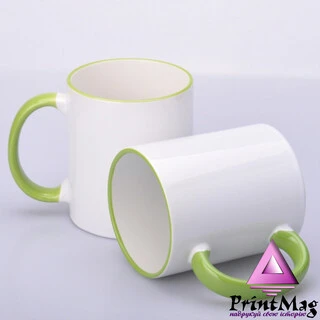 ЧАШКА СУБЛІМАЦІЙНА КОЛЬОРОВИЙ ОБІДОК І РУЧКА (САЛАТОВА)