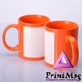 ЧАШКА СУБЛІМАЦІЙНА З БІЛИМ ПОЛЕМ ПОМАРАНЧЕВА