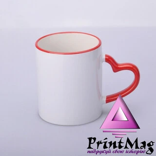 ЧАШКА СУБЛІМАЦІЙНА КОЛЬОРОВИЙ ОБІДОК І РУЧКА LOVE ЧЕРВОНИЙ