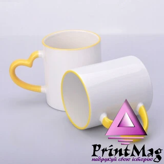 ЧАШКА СУБЛІМАЦІЙНА КОЛЬОРОВИЙ ОБІДОК І РУЧКА LOVE ЖОВТИЙ