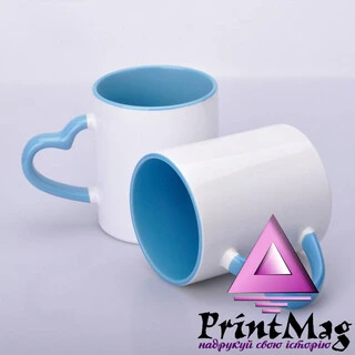 ЧАШКА СУБЛІМАЦІЙНА КОЛЬОРОВА ВСЕРЕДИНІ І РУЧКА LOVE БЛАКИТНА