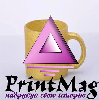 ЧАШКА СУБЛІМАЦІЙНА 330мл ГЛІТТЕР ЗОЛОТА З БЛИСКОМ