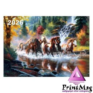 Квартальний календар на 2026 рік "Дикі коні. Символ року" К070