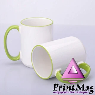 ЧАШКА КОЛЬОРОВА BIG 425 ml,  (SALATOVA) З КОЛЬОРОВИМ ОБІДКОМ І РУЧКОЮ