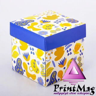 УПАКОВКА ДЛЯ ЧАШОК 330мл З КРИШКОЮ ЖОВТО-БЛАКИТНА - 1