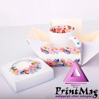 УПАКОВКА ДЛЯ ЧАШОК 330мл З КРИШКОЮ КВІТИ-БАБОЧКИ - 1