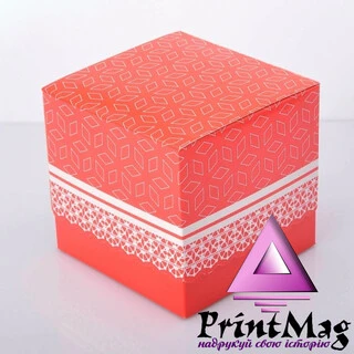 УПАКОВКА ДЛЯ ЧАШОК 330мл З ПРИНТОМ АЖУРНА (ЧЕРВОНА) - 1