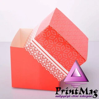 УПАКОВКА ДЛЯ ЧАШОК 330мл З ПРИНТОМ АЖУРНА (ЧЕРВОНА) - 1