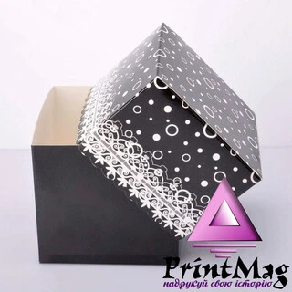 УПАКОВКА ДЛЯ ЧАШОК 330мл З ПРИНТОМ АЖУРНА (ЧОРНА) - 1