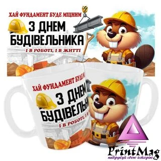Чашка «З Днем Будівельника. Хай фундамент буде міцним»