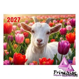 Квартальний календар на 2027р "Козеня в тюльпанах"