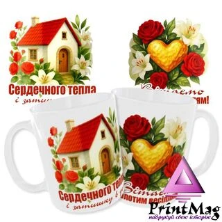 Чашка &laquo;Вітаємо із золотим весіллям. Сердечного тепла і затишку в домі&raquo;